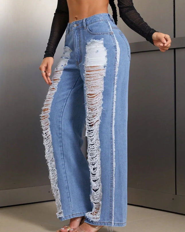 Distressed Wide Leg Jeans