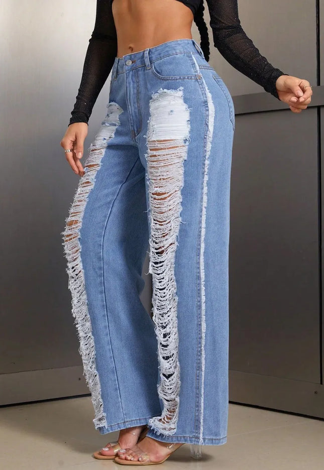 Distressed Wide Leg Jeans