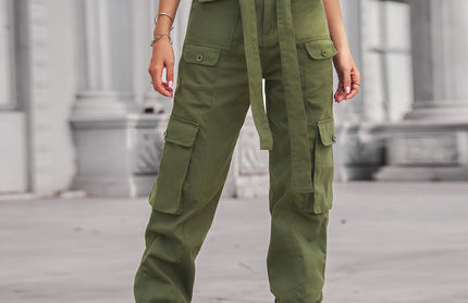 New Washed Denim Multi Pocket Heavy Casual Overalls Trousers - Hey Love Boutique