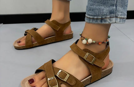 Open Toe Flat Buckle Sandals