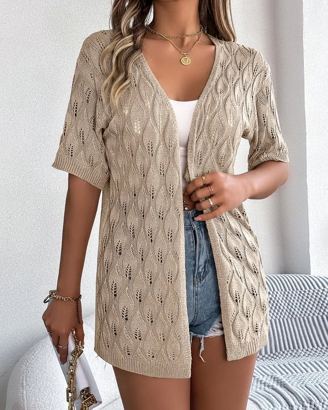 Open Front Short Sleeve Cardigan