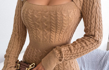 Twist Knit Hip Sweater Dress