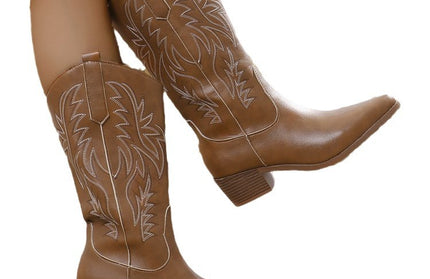 Vintage Tribal Pattern Chunky Heel Ankle Boots