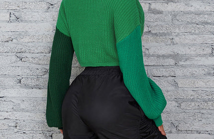 High Collar Crop Loose Sweater - Hey Love Boutique