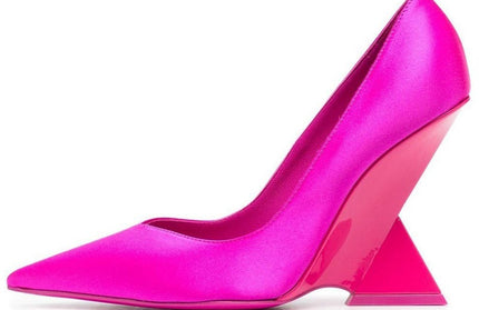 Ultra high heels, shallow mouth, pointed toe, patent leather wedge shoes, catwalk plus size shoes