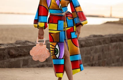 Graphic Print Long Coat - Hey Love Boutique