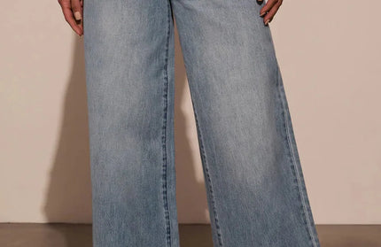 Tied Wide Leg Jeans with Pockets