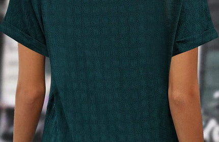 Notched Short Sleeve Blouse