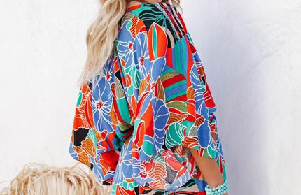 Printed Waistband Short Sleeved Jumpsuit