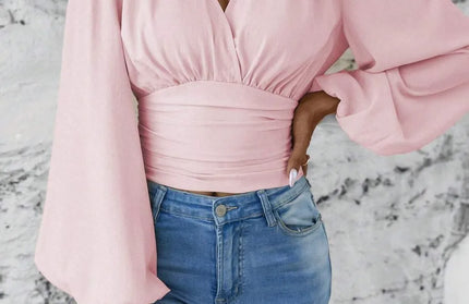 Smocked Balloon Sleeve Blouse