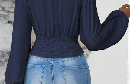 Smocked Balloon Sleeve Blouse