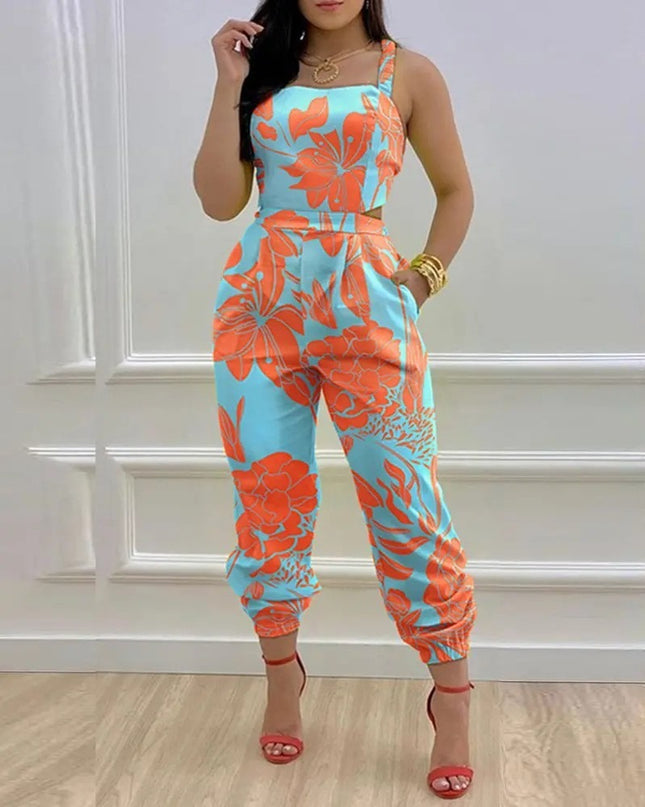 Open Back Cross Lace Up Bow Jumpsuit