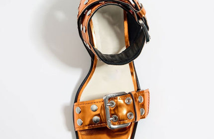 Women's fashionable and comfortable stiletto mid-heel wide rivet strap sandals for outerwear