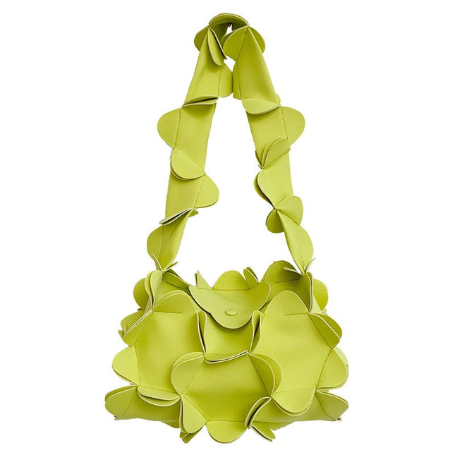 Mori soft girl fashion three-dimensional petal bag ins ladies one-shoulder underarm bag pu