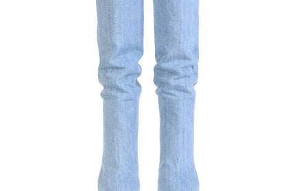 Denim Knee High Slouchy Boots
