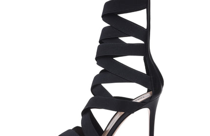 Black Elastic Belt Heels