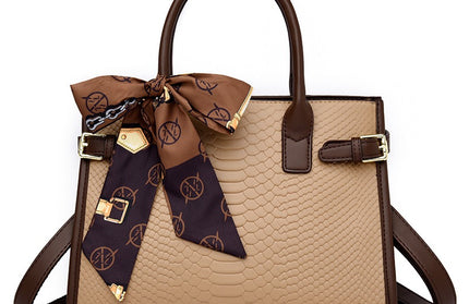 Genuine Leather Embossed Snakeskin Pattern Briefcase Bag