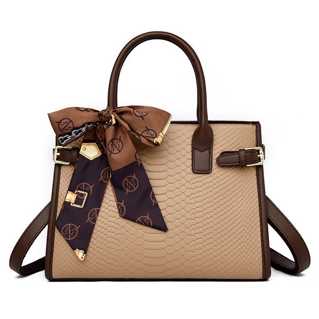 Genuine Leather Embossed Snakeskin Pattern Briefcase Bag