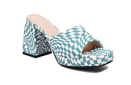 Thick Heel High Flat Sandals