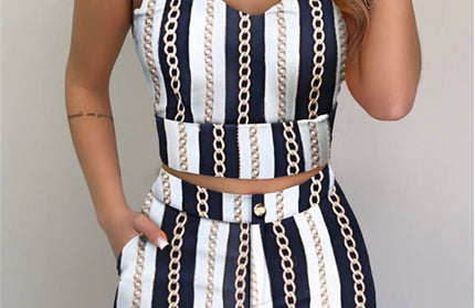 Sleeveless Print Top and Shorts Set
