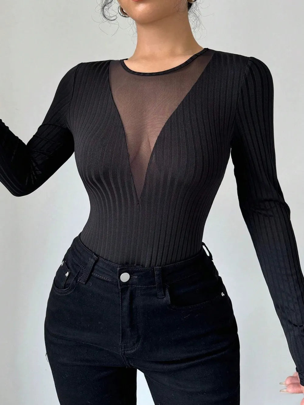 Sexy Mesh Long Sleeved T-shirt