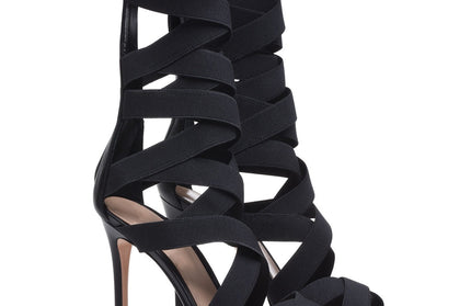 Black Elastic Belt Heels