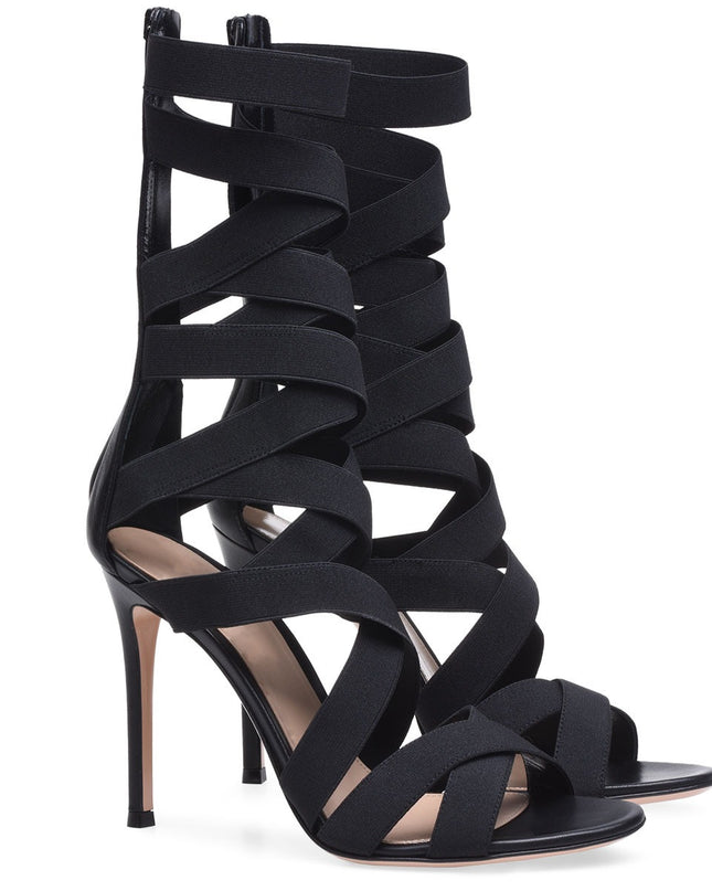 Black Elastic Belt Heels