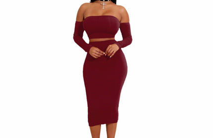 Backless Crop Top Bodycon Pencil Skirt Set