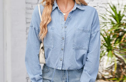 Button Up Long Sleeve Denim Jacket with Breast Pockets