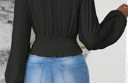 Smocked Balloon Sleeve Blouse