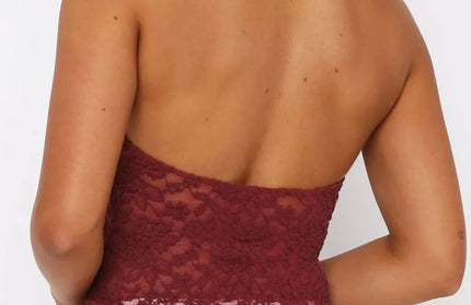 Lace Backless Halter Neck Shirt