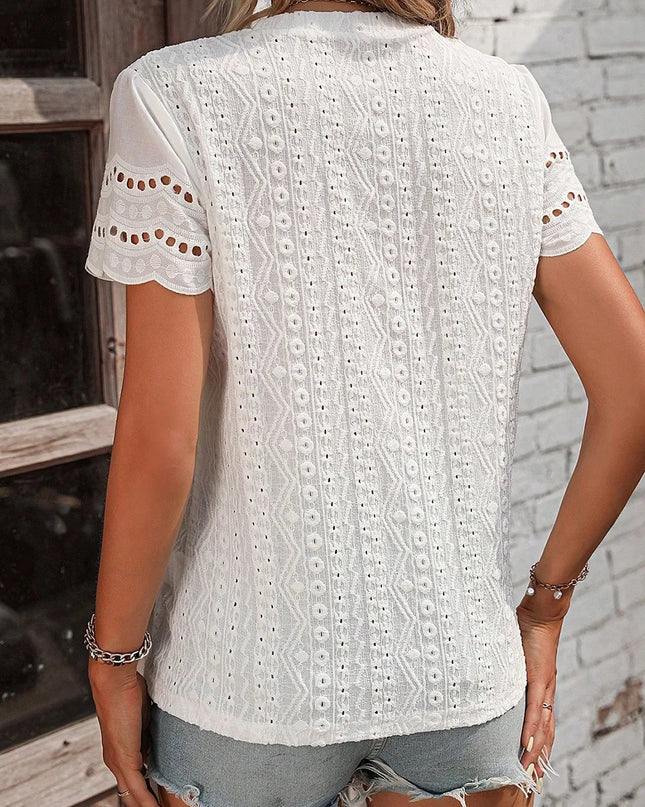 Eyelet Short Sleeve Shirt