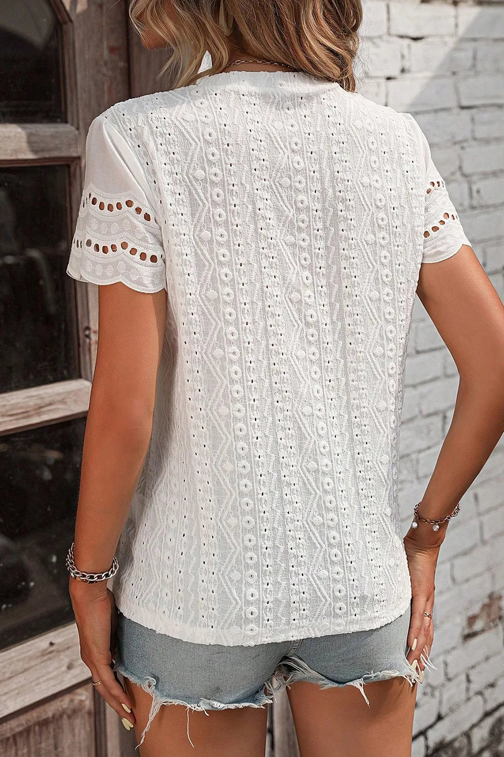 Eyelet Short Sleeve Shirt