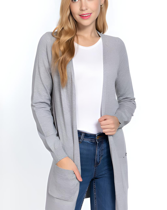Open Front Long Sleeve Cardigan - Hey Love Boutique