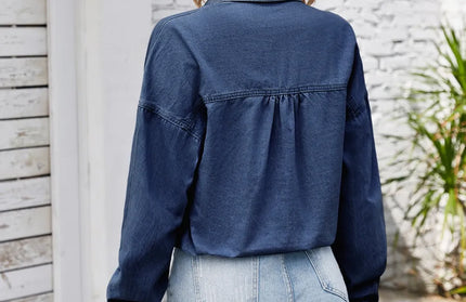 Button Up Long Sleeve Denim Jacket with Breast Pockets