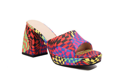 Thick Heel High Flat Sandals