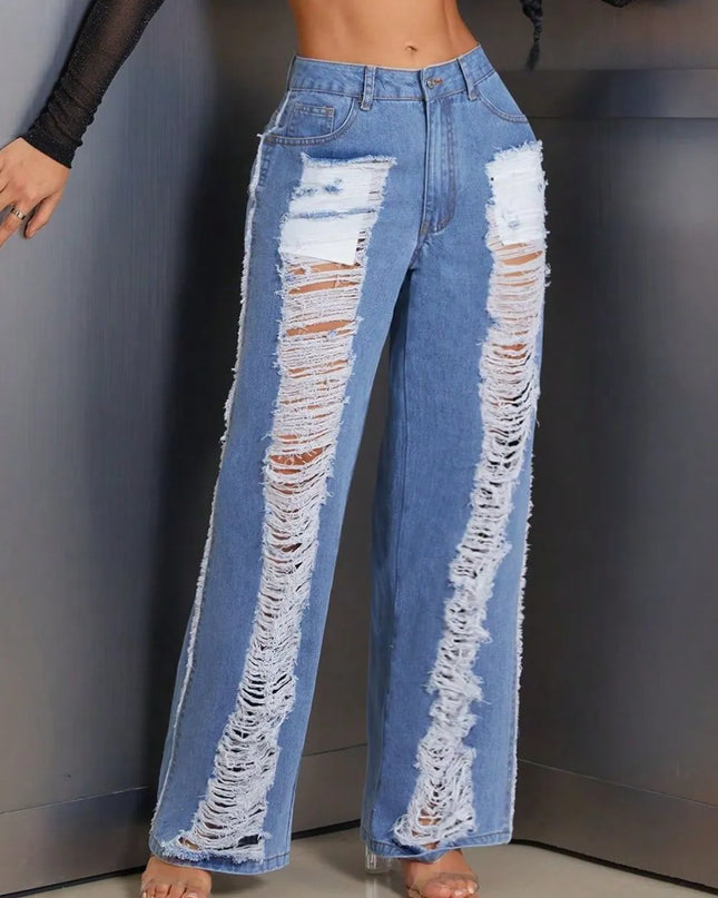 Distressed Wide Leg Jeans
