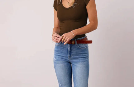 Scoop Neck Cap Sleeve T-Shirt