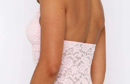 Lace Backless Halter Neck Shirt