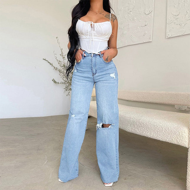 Ripped High Waist Jeans - Hey Love Boutique