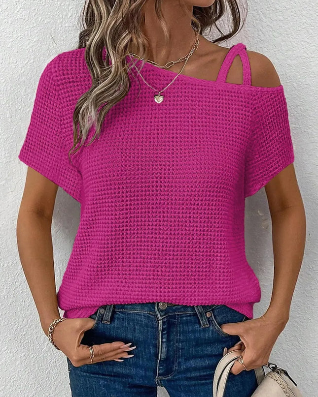 Knitted One Shoulder Sleeved Sweater