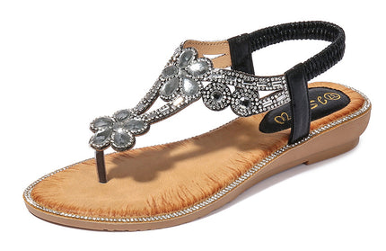 Flower Rhinestone Pop Style Sandals