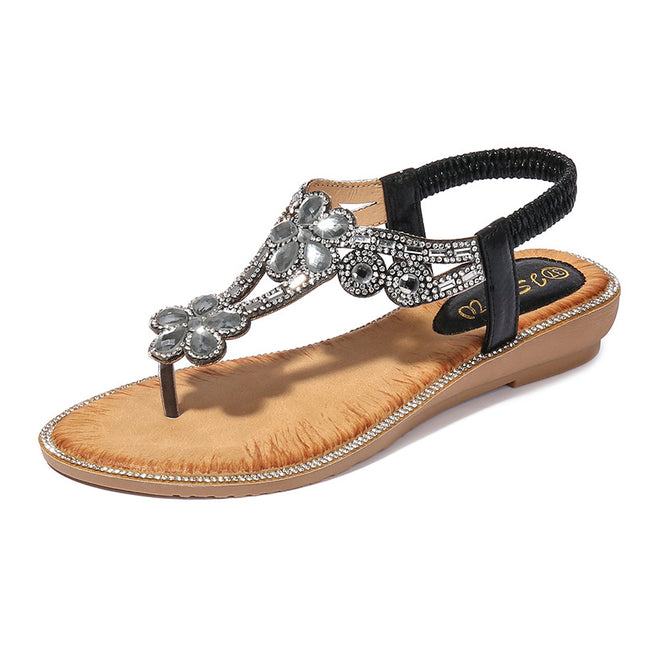 Flower Rhinestone Pop Style Sandals
