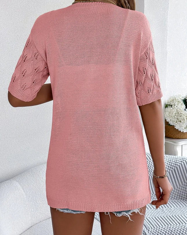 Open Front Short Sleeve Cardigan