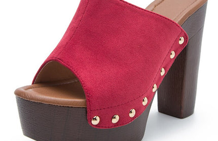 Platform Pumps Rivet Mules Shoes