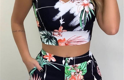 Sleeveless Print Top and Shorts Set
