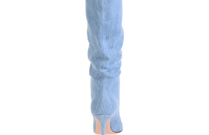 Denim Knee High Slouchy Boots
