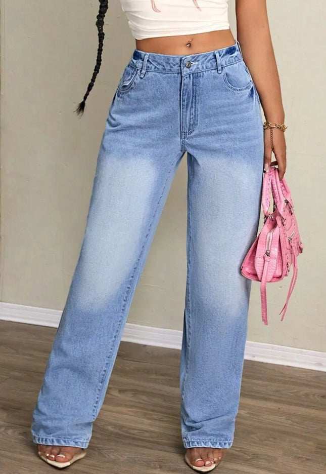 Washed High Waist Jeans