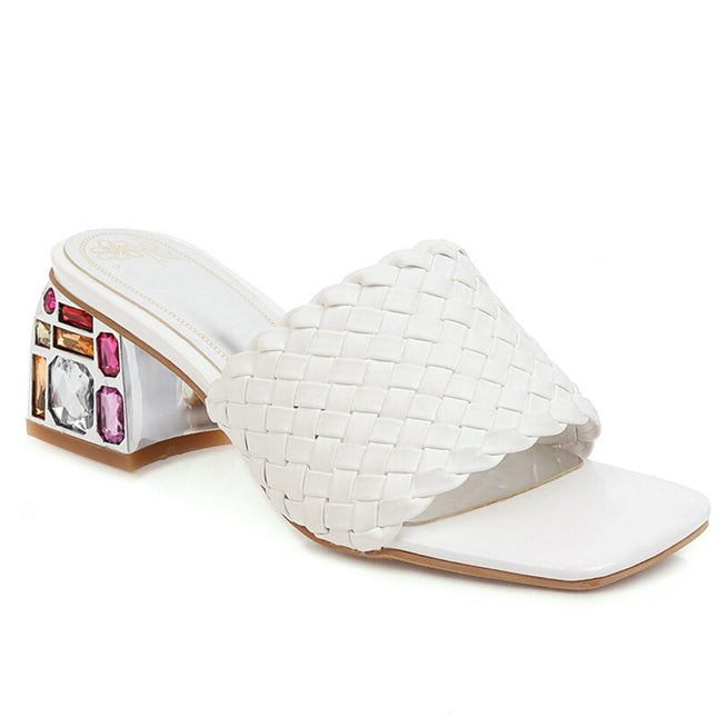 Slide Low Heels Casual Knitted Beach Women's Slipper Large Size 48