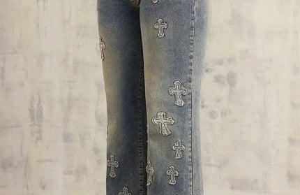 Cross Wide Leg Jeans with Pockets